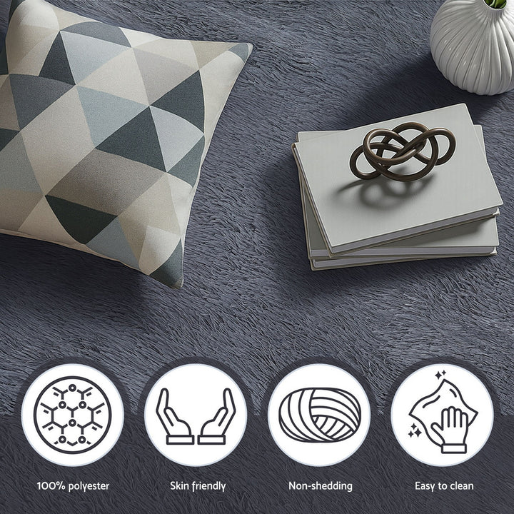 Artiss Floor Rug 160x230cm Plush Area Shaggy Rug Living Room Bedroom Carpet Grey - Homecoze