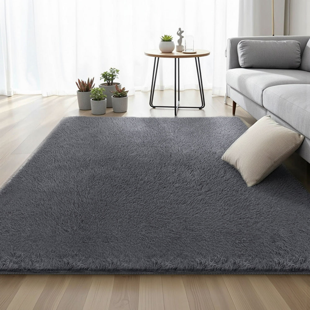 Artiss Floor Rug 160x230cm Plush Area Shaggy Rug Living Room Bedroom Carpet Grey - Homecoze