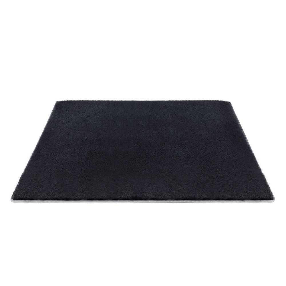 Artiss Floor Rug 200x230cm Plush Area Shaggy Rug Living Room Bedroom Carpet Black - Homecoze