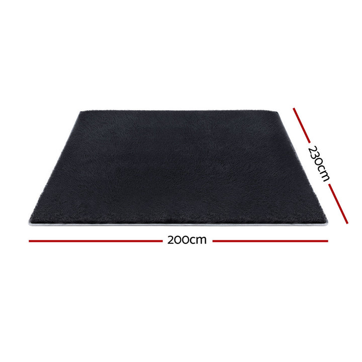 Artiss Floor Rug 200x230cm Plush Area Shaggy Rug Living Room Bedroom Carpet Black - Homecoze