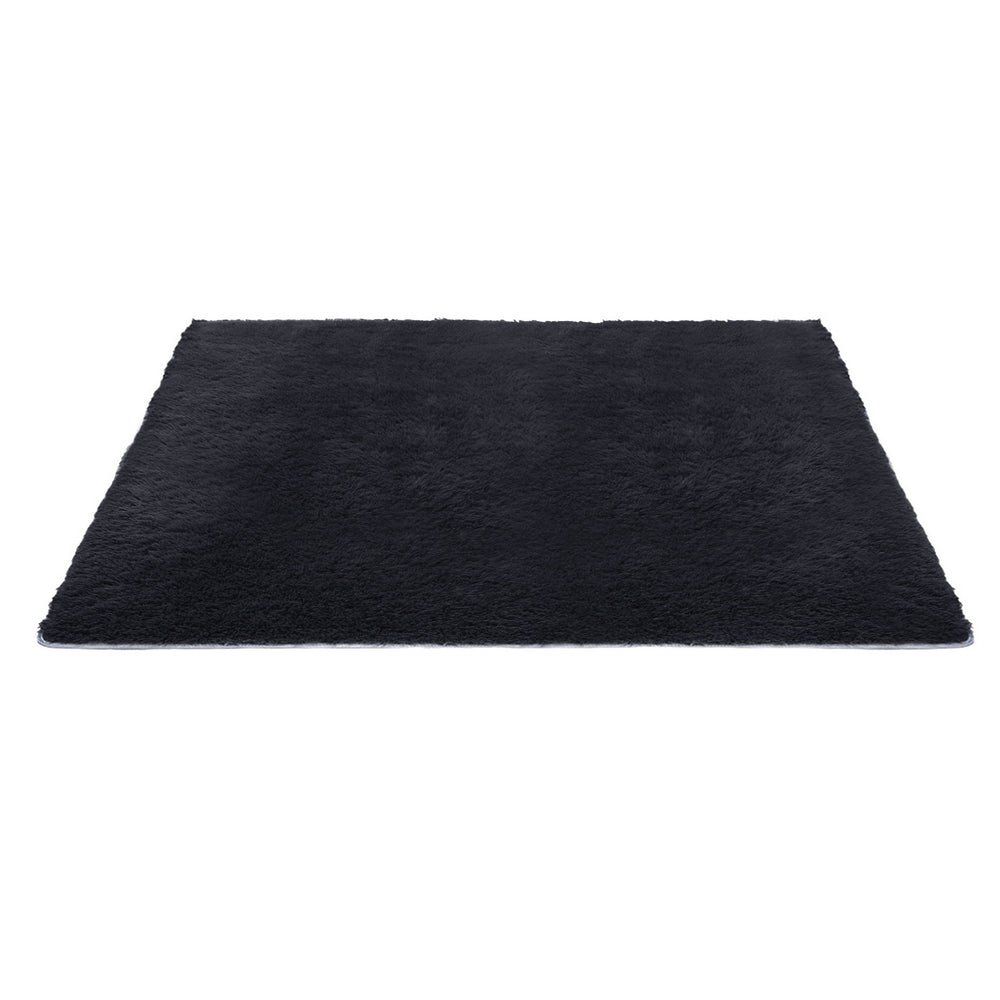 Artiss Floor Rug 200x230cm Plush Area Shaggy Rug Living Room Bedroom Carpet Black - Homecoze