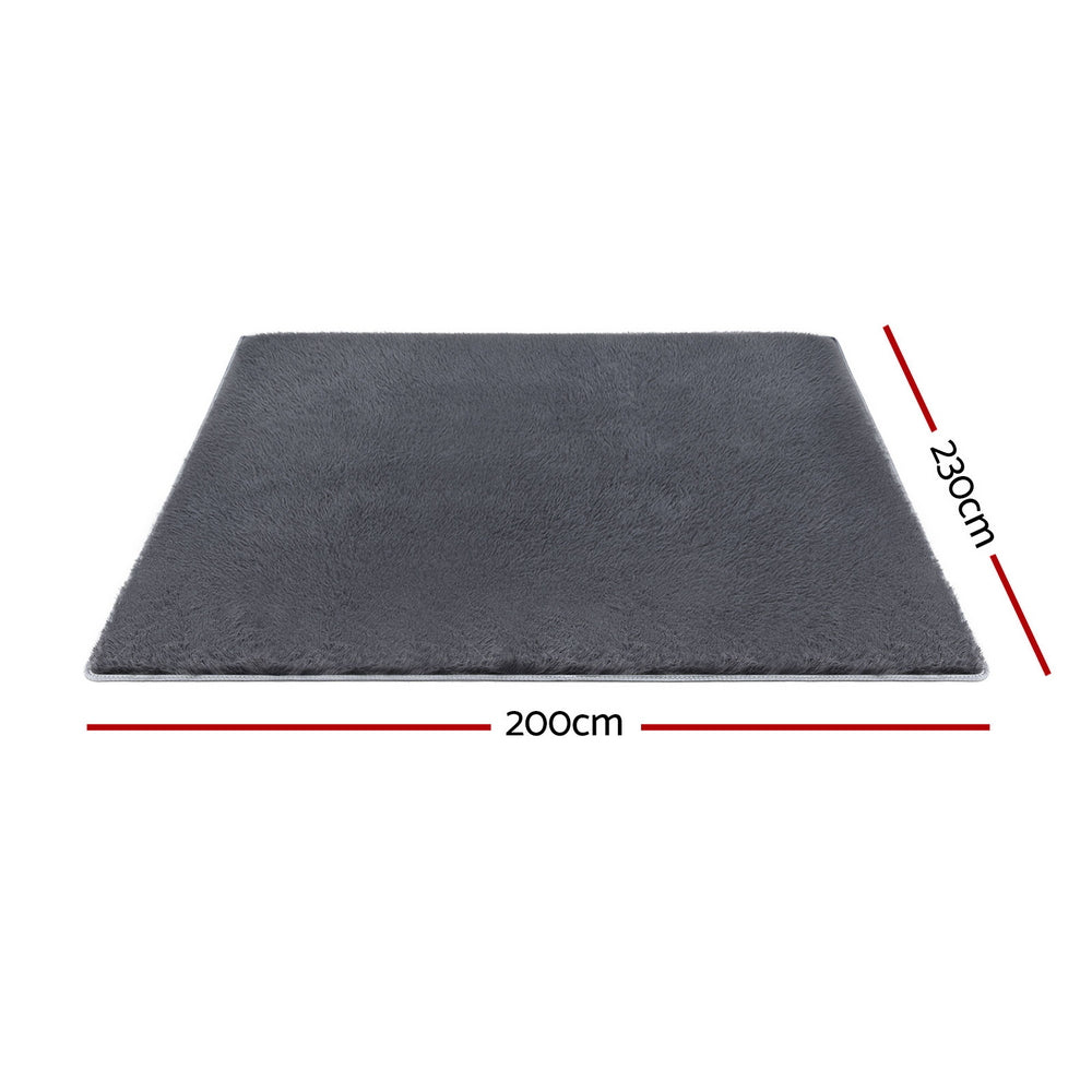 Artiss Floor Rug 200x230cm Plush Area Shaggy Rug Living Room Bedroom Carpet Grey - Homecoze