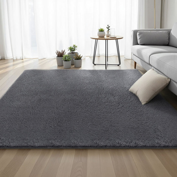 Artiss Floor Rug 200x230cm Plush Area Shaggy Rug Living Room Bedroom Carpet Grey - Homecoze