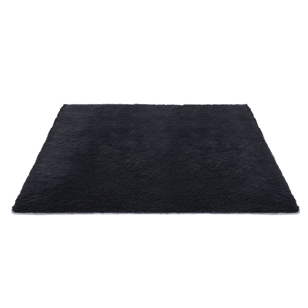 Artiss Floor Rug 200x290cm Plush Area Shaggy Rug Living Room Bedroom Carpet Black - Homecoze