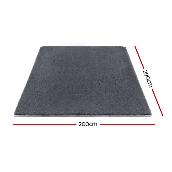 Artiss Floor Rug 200x290cm Plush Area Shaggy Rug Living Room Bedroom Carpet Grey - Homecoze