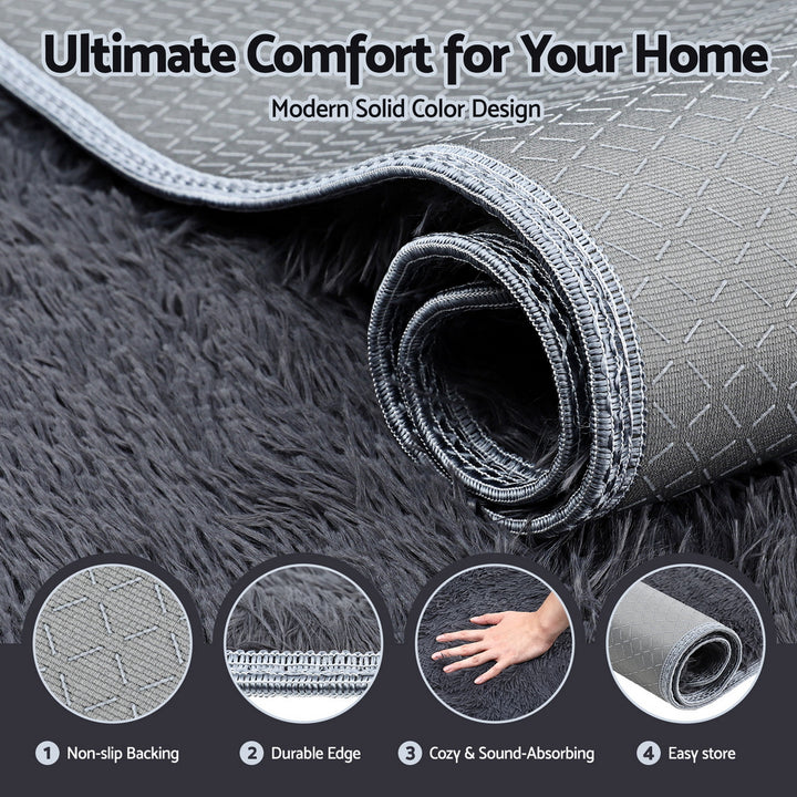 Artiss Floor Rug 200x290cm Plush Area Shaggy Rug Living Room Bedroom Carpet Grey - Homecoze