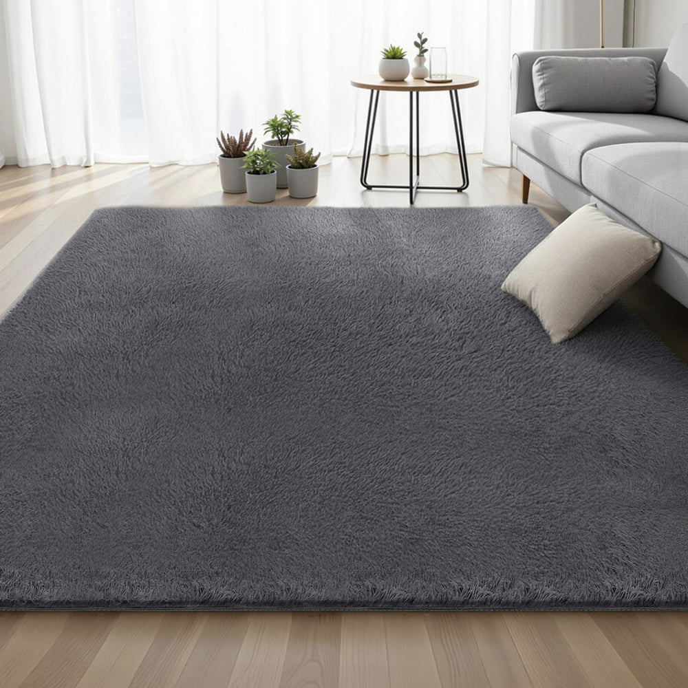 Artiss Floor Rug 200x290cm Plush Area Shaggy Rug Living Room Bedroom Carpet Grey - Homecoze