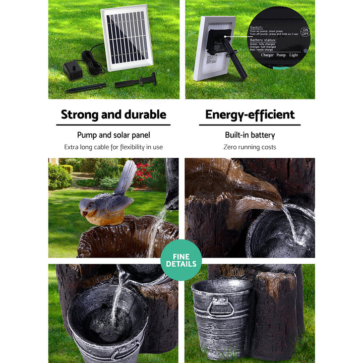 3 Tier Bucket Solar Water Fountain 76cm - Homecoze
