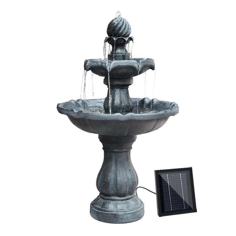 3 Tier Solar Bird Bath Water Fountain Black 93cm Homecoze