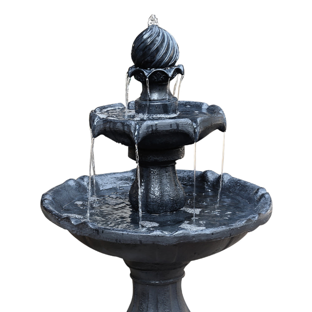 3 Tier Solar Bird Bath Water Fountain Black 93cm Homecoze