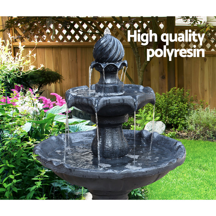 3 Tier Solar Bird Bath Water Fountain Black 93cm Homecoze