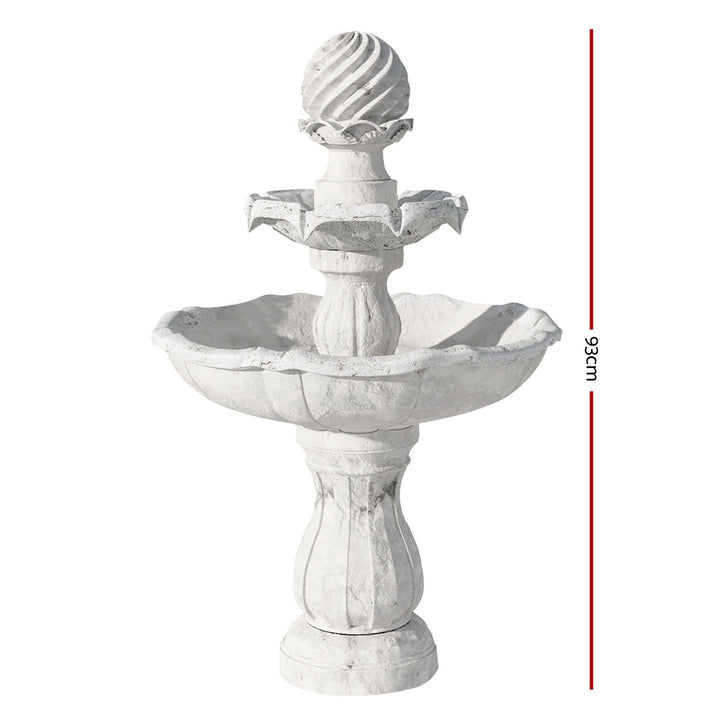 3 Tier Solar Bird Bath Water Fountain Ivory 93cm Homecoze