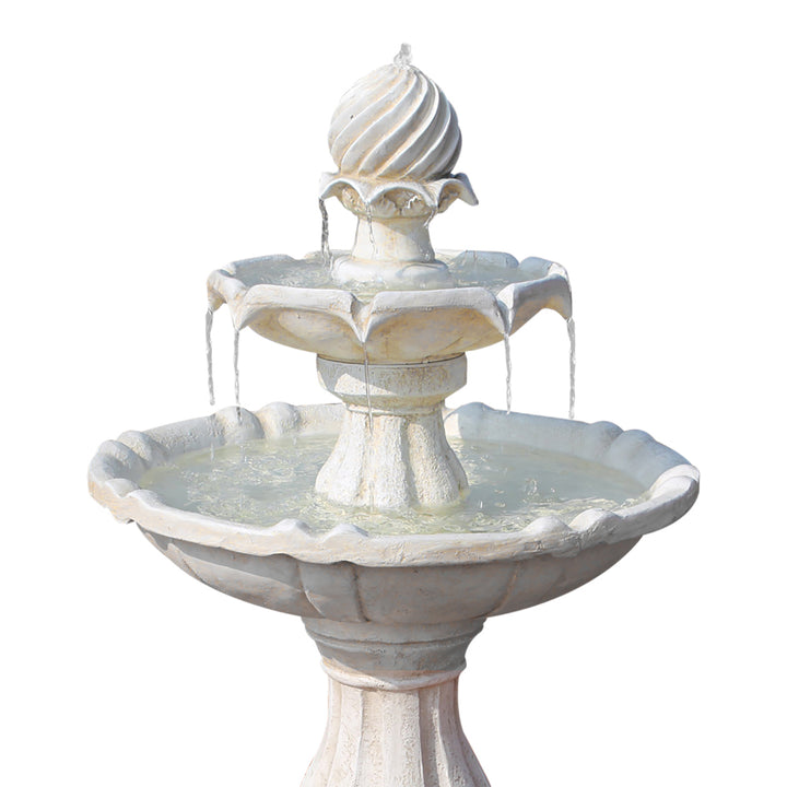 3 Tier Solar Bird Bath Water Fountain Ivory 93cm Homecoze