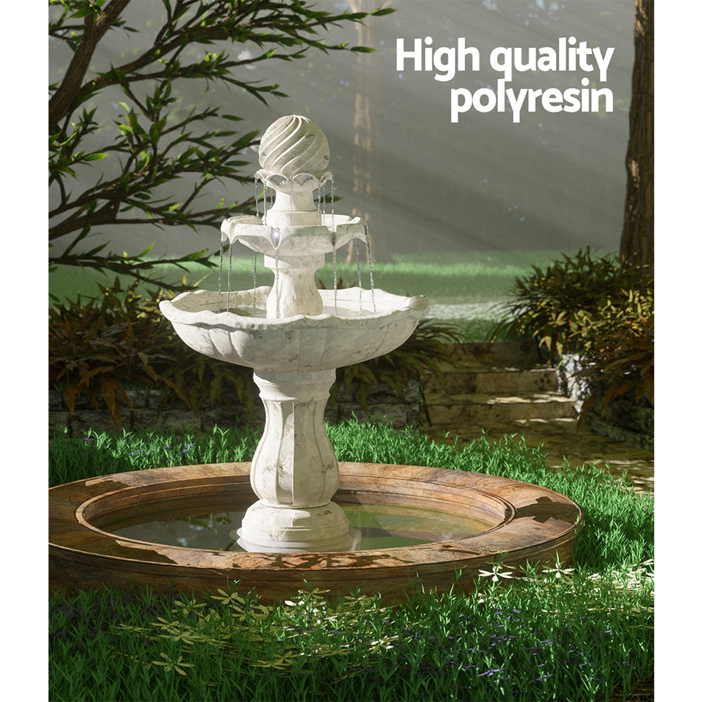 3 Tier Solar Bird Bath Water Fountain Ivory 93cm Homecoze