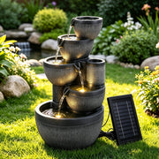 Rylan (52cm) 5-Tier Stacked Bowls Solar Water Fountain - Grey
