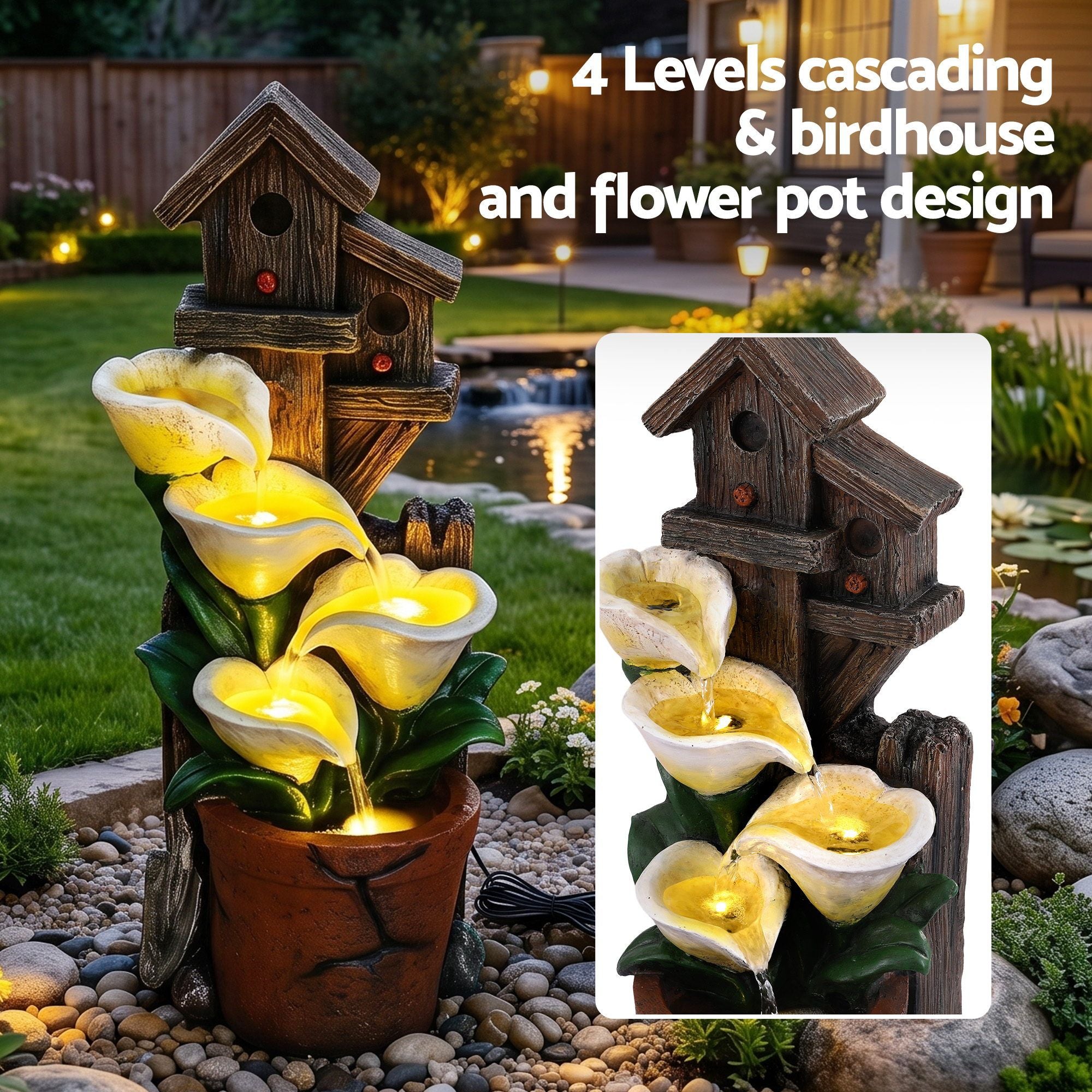 Meadow (55cm) 4-Tier Flower Solar Water Fountain
