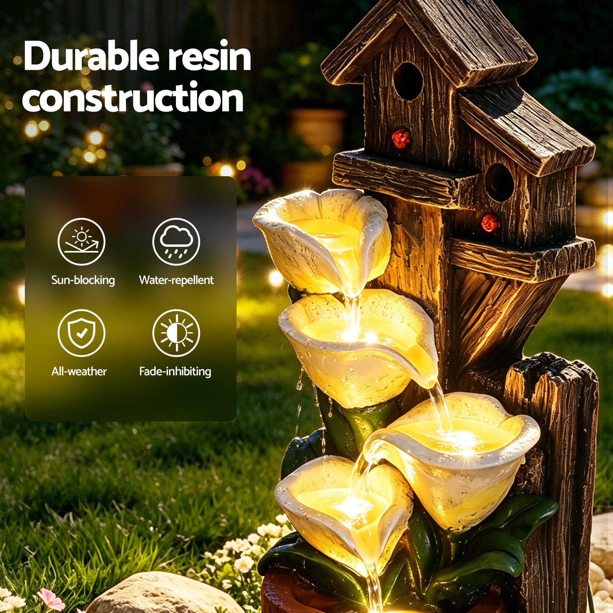 Meadow (55cm) 4-Tier Flower Solar Water Fountain