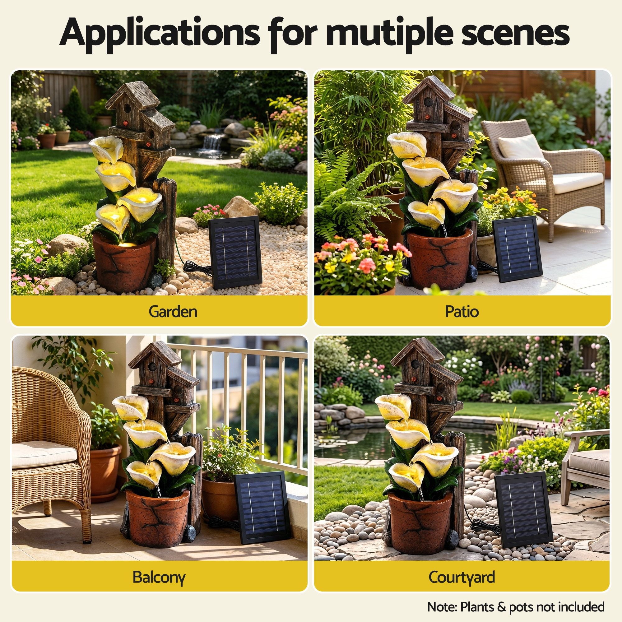 Meadow (55cm) 4-Tier Flower Solar Water Fountain