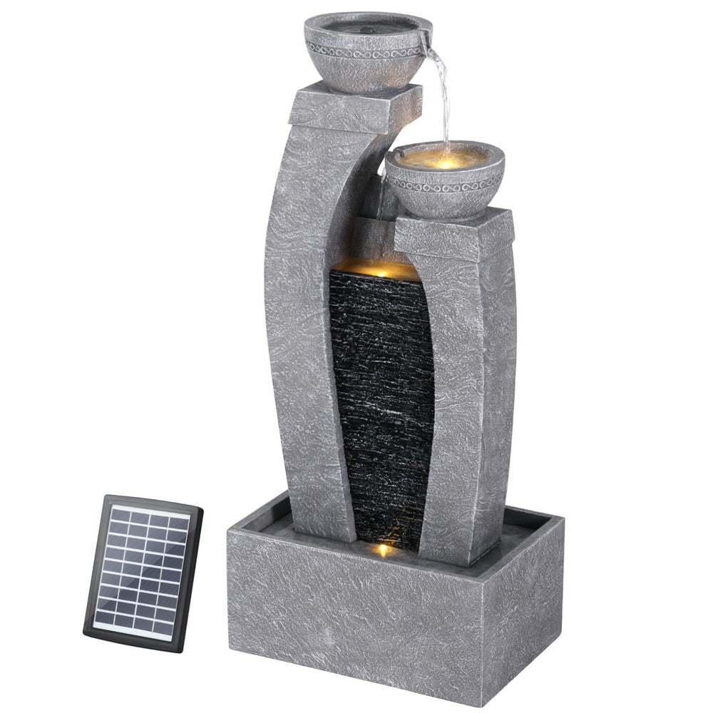 3-Tier Cascading Solar Water Fountain - Grey - Homecoze