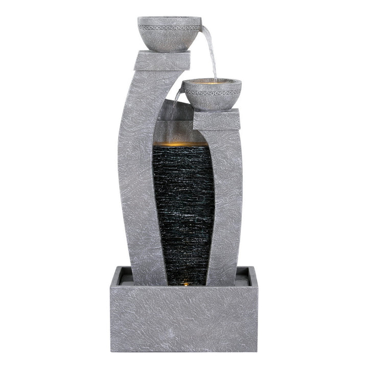 3-Tier Cascading Solar Water Fountain - Grey - Homecoze