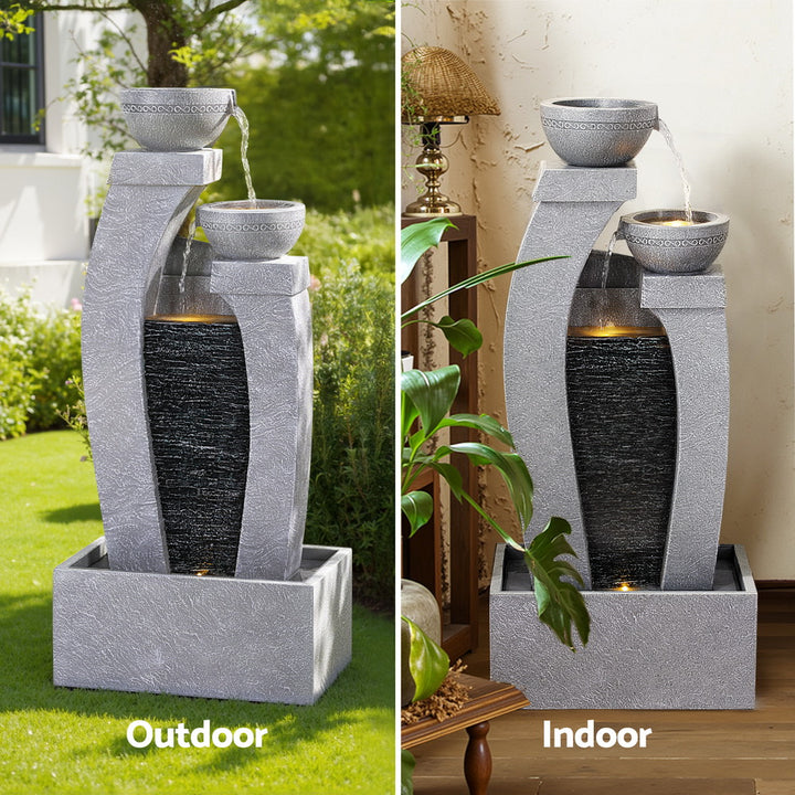 3-Tier Cascading Solar Water Fountain - Grey - Homecoze