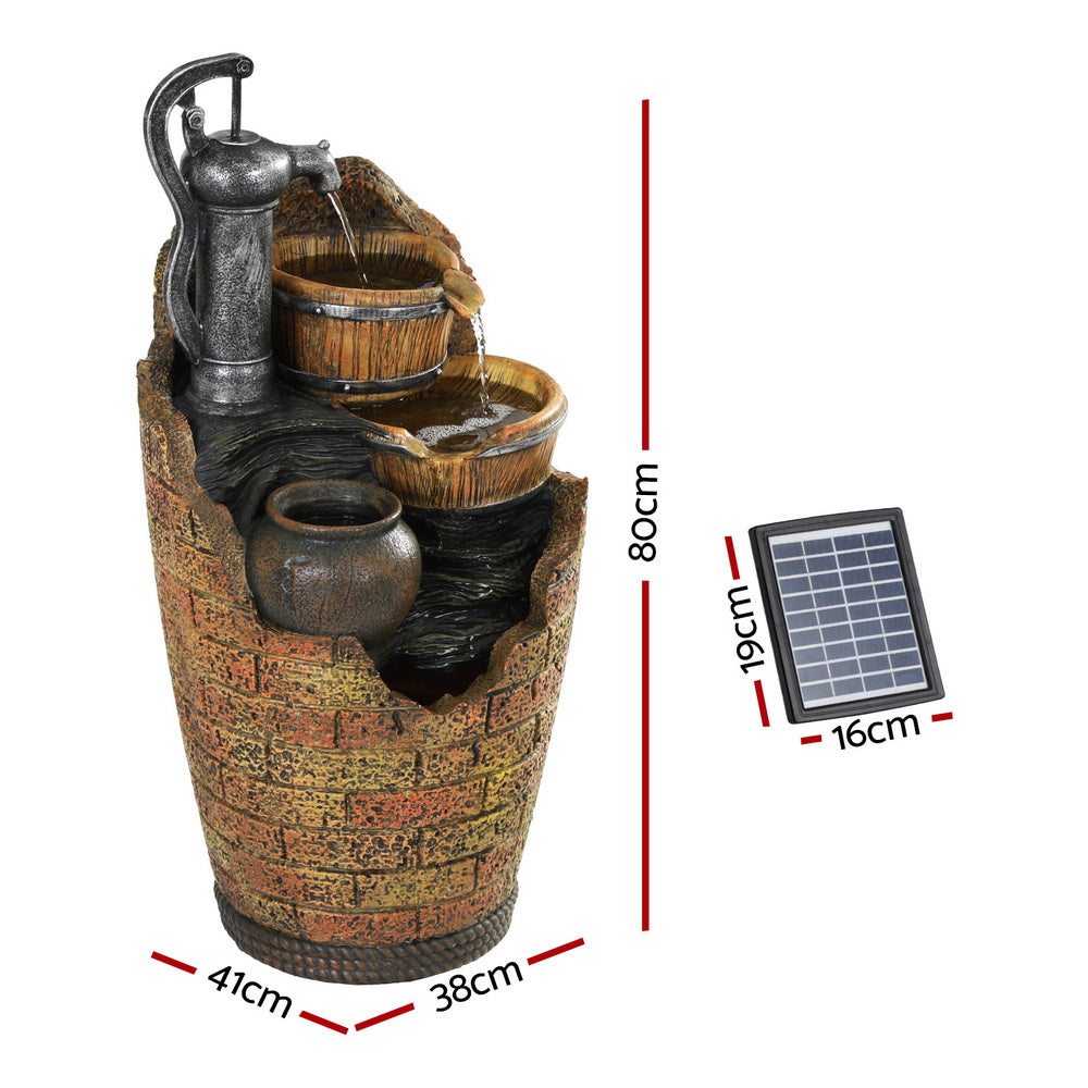 Cascading Hand Pump Style Solar Water Fountain 80cm - Homecoze