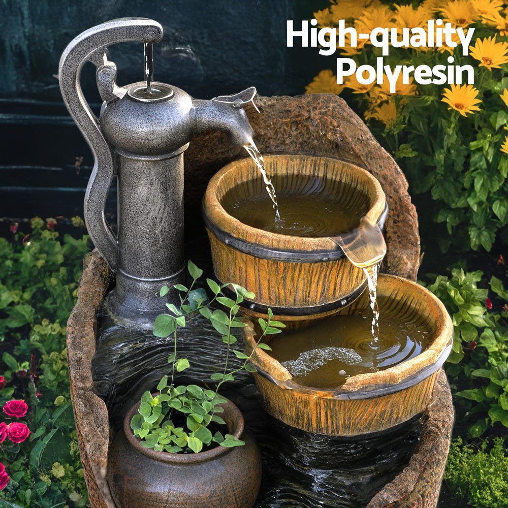 Cascading Hand Pump Style Solar Water Fountain 80cm - Homecoze