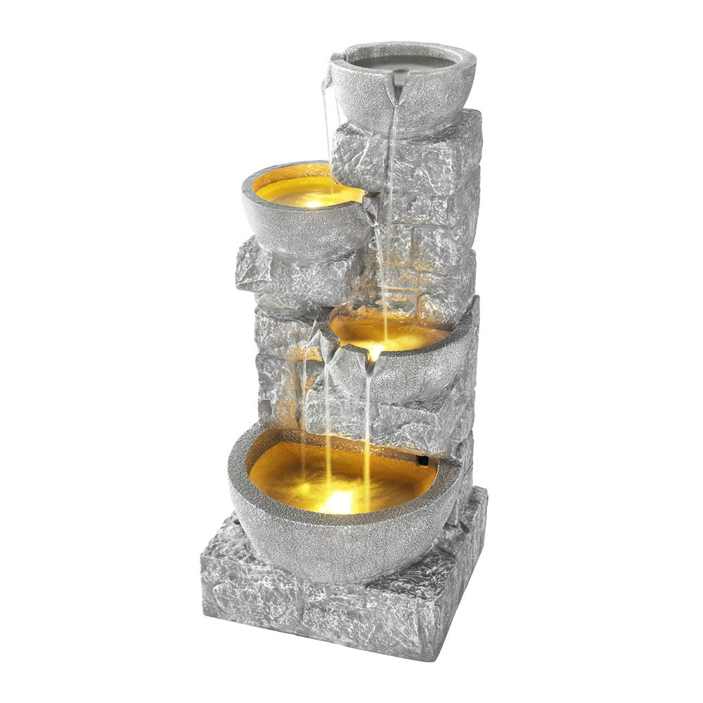 4-Tier Cascading LED Solar Water Fountain 87cm - Homecoze