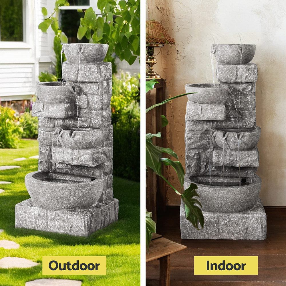 4-Tier Cascading LED Solar Water Fountain 87cm - Homecoze