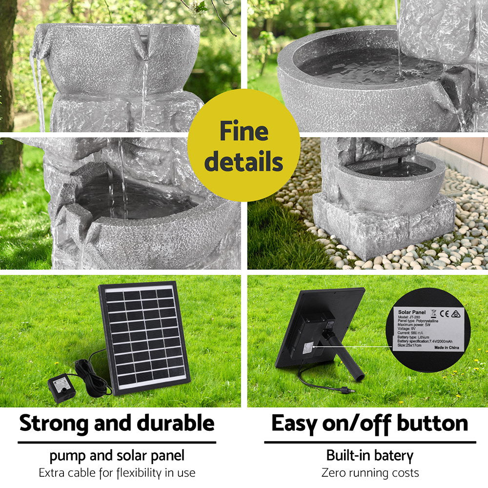 4-Tier Cascading LED Solar Water Fountain 87cm - Homecoze