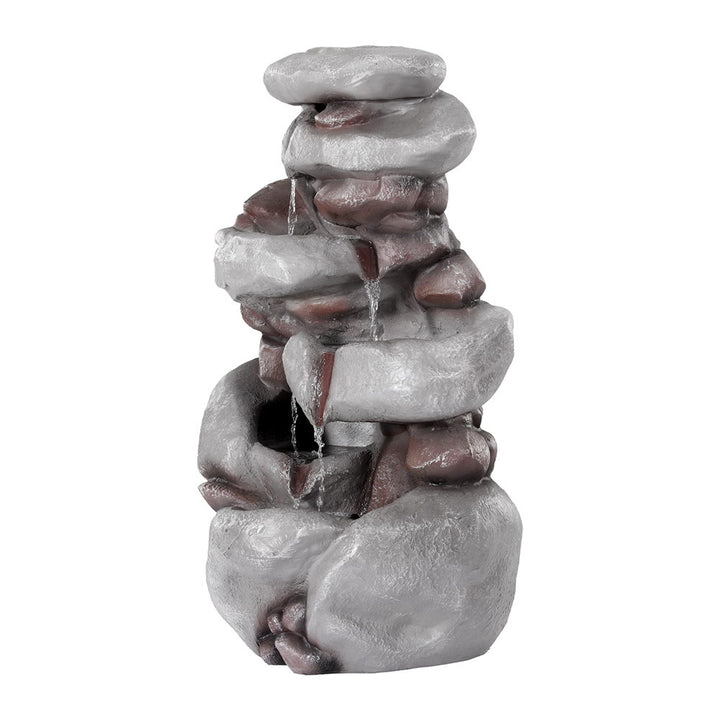 4-Tier Solar Fountain Water Feature - Brown - Homecoze