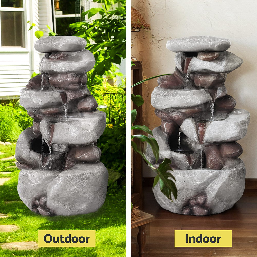 4-Tier Solar Fountain Water Feature - Brown - Homecoze