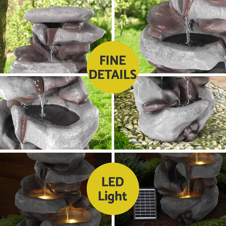 4-Tier Solar Fountain Water Feature - Brown - Homecoze