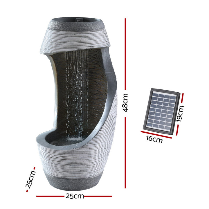 48cm Solar Water Fountain - Grey