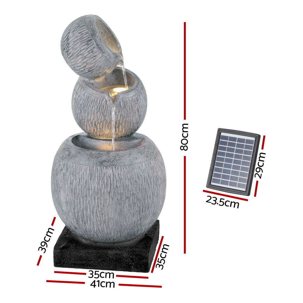 Solar Cascading Water Fountain with LED Light 80cm