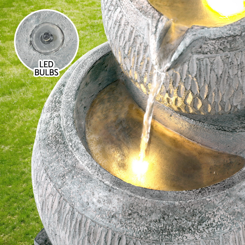 Solar Cascading Water Fountain with LED Light 80cm - Homecoze