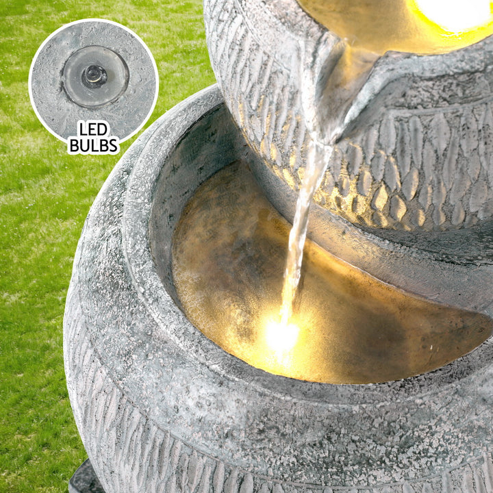 Solar Cascading Water Fountain with LED Light 80cm