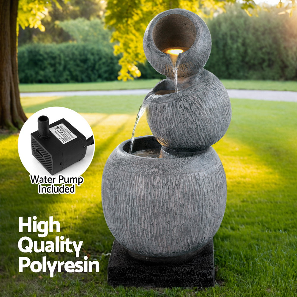 Solar Cascading Water Fountain with LED Light 80cm - Homecoze