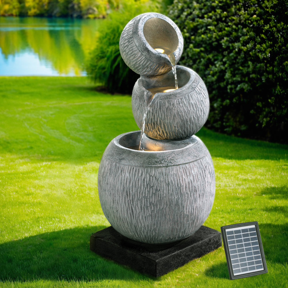 Solar Cascading Water Fountain with LED Light 80cm