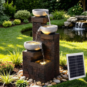 Caspian (75cm) 4-Tier LED Solar Water Fountain – Brown - Homecoze