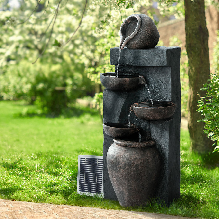 5 Tiered Classic Cascading Solar Powered Water Fountain 99cm - Homecoze