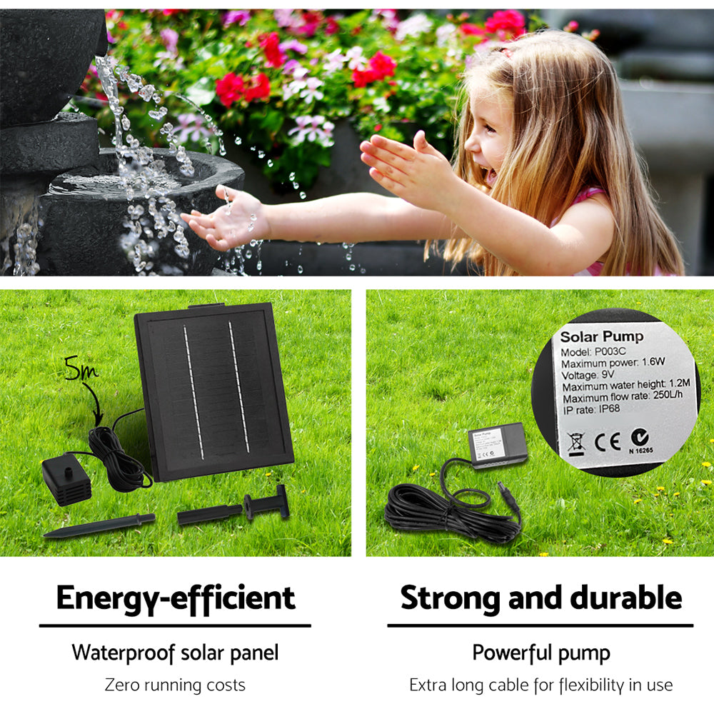 Callan (72cm) 4-Tier Solar Water Fountain - Blue - Homecoze