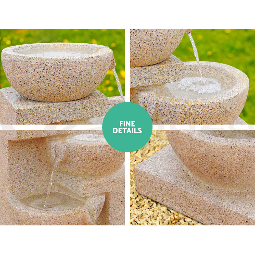 4 Tier Solar Powered Water Fountain with Light - Sand Beige - Homecoze
