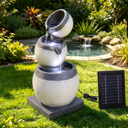 Perrin (52cm) 3-Tier Solar Water Fountain – Beige & Grey