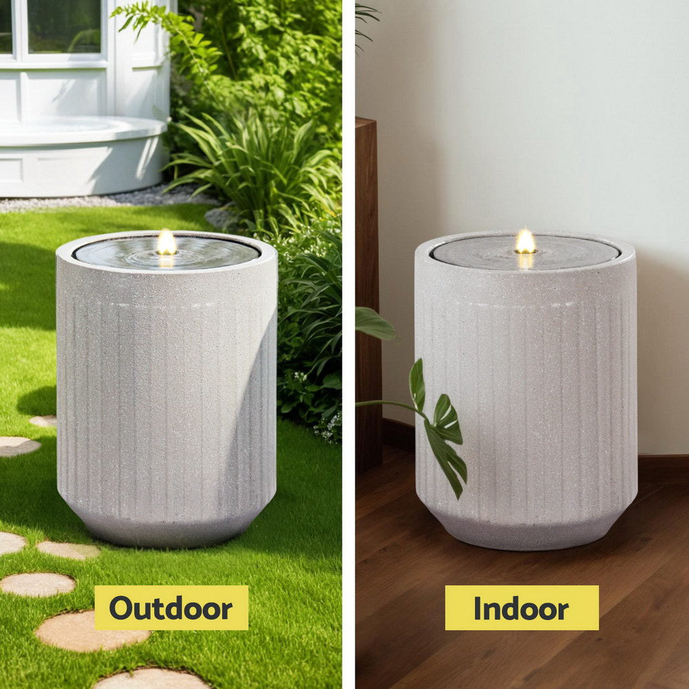 Solar Water Fountain with LED Light - Beige - Homecoze