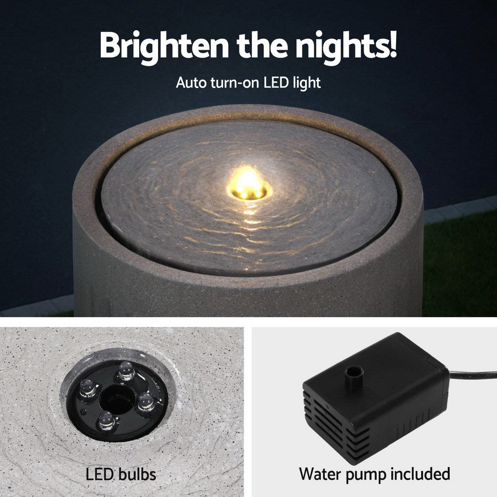 Solar Water Fountain with LED Light - Beige - Homecoze