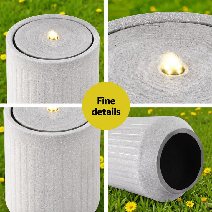 Solar Water Fountain with LED Light - Beige - Homecoze