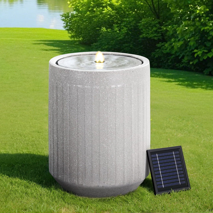 Solar Water Fountain with LED Light - Beige - Homecoze