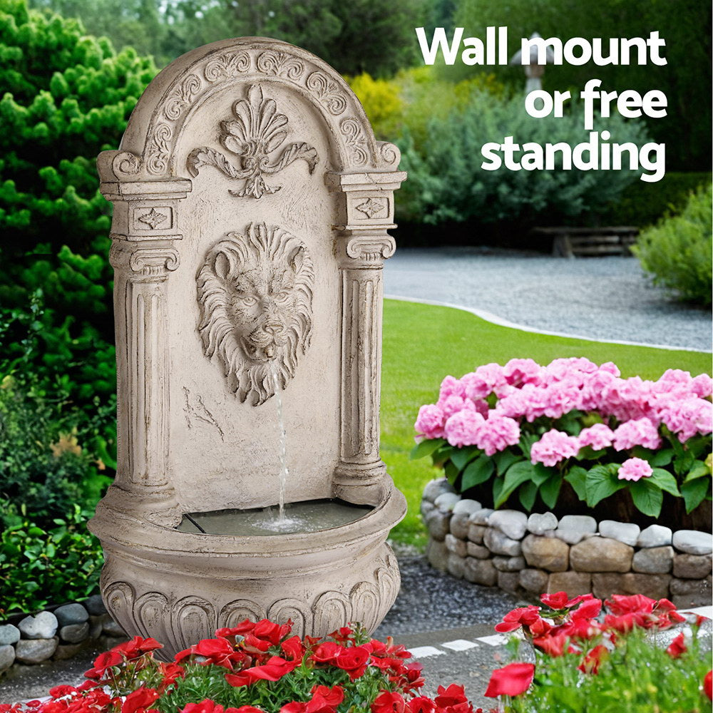 Gardeon Solar Fountain Water Feature Wall Mount Garden Fountains 77CM Beige - Homecoze
