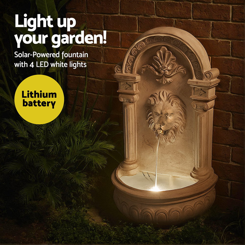 Gardeon Solar Fountain Water Feature Wall Mount Garden Fountains 77CM Beige - Homecoze